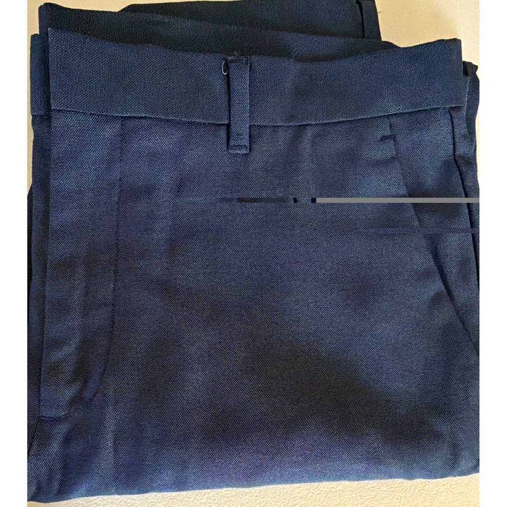 Perry Ellis Slim Fit Men's Blue Twill Flat Front Dress Pants 33W 32L